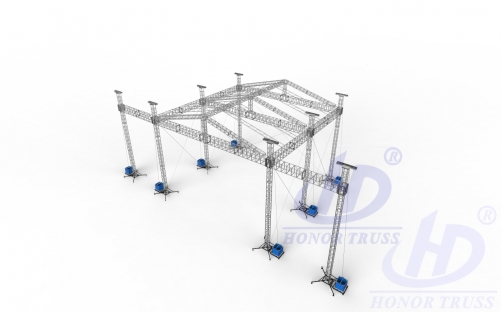 pyramid roof truss system-8 legs 16x12x10m